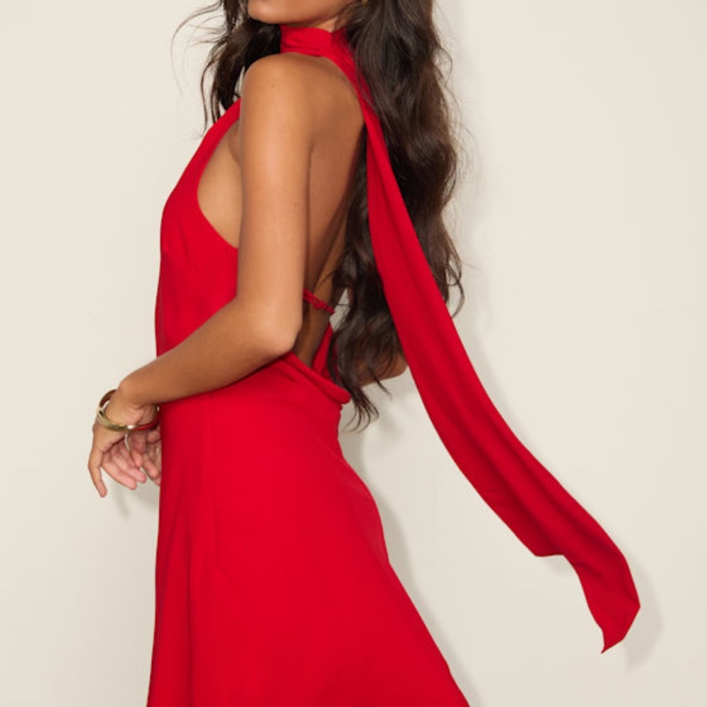 NWT - Lulus Isloda Red One-shoulder Backless Sash Mini Dress